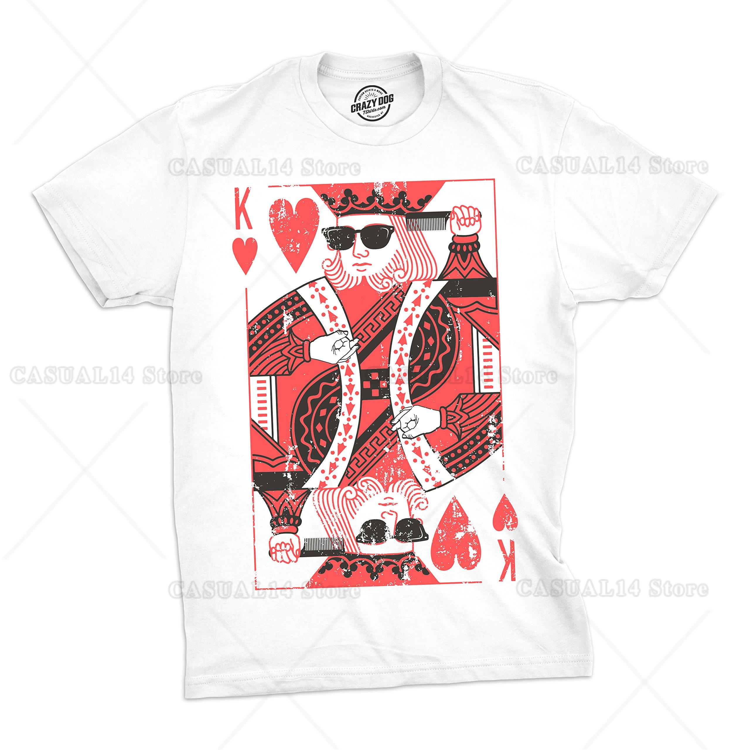 

Mens King of Hearts T Shirt Cool Vintage Graphic Retro Tee for Guys Funny T Shirts Love Apparel for Men Novelty Tees for Guys 4XL