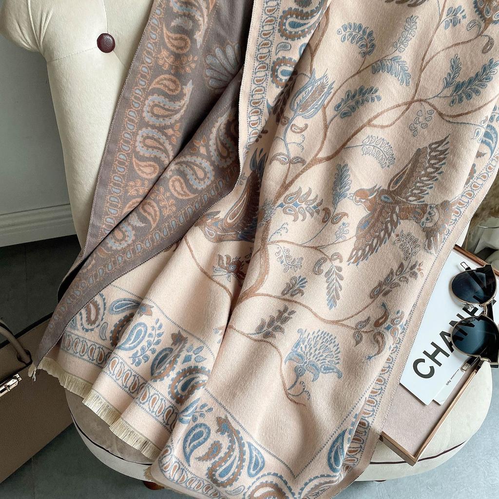 Autumn And Winter Popular Shawl Outside Women'S Scarf Office Blanket Cashmere Fringed Warm Scarf Live Stream