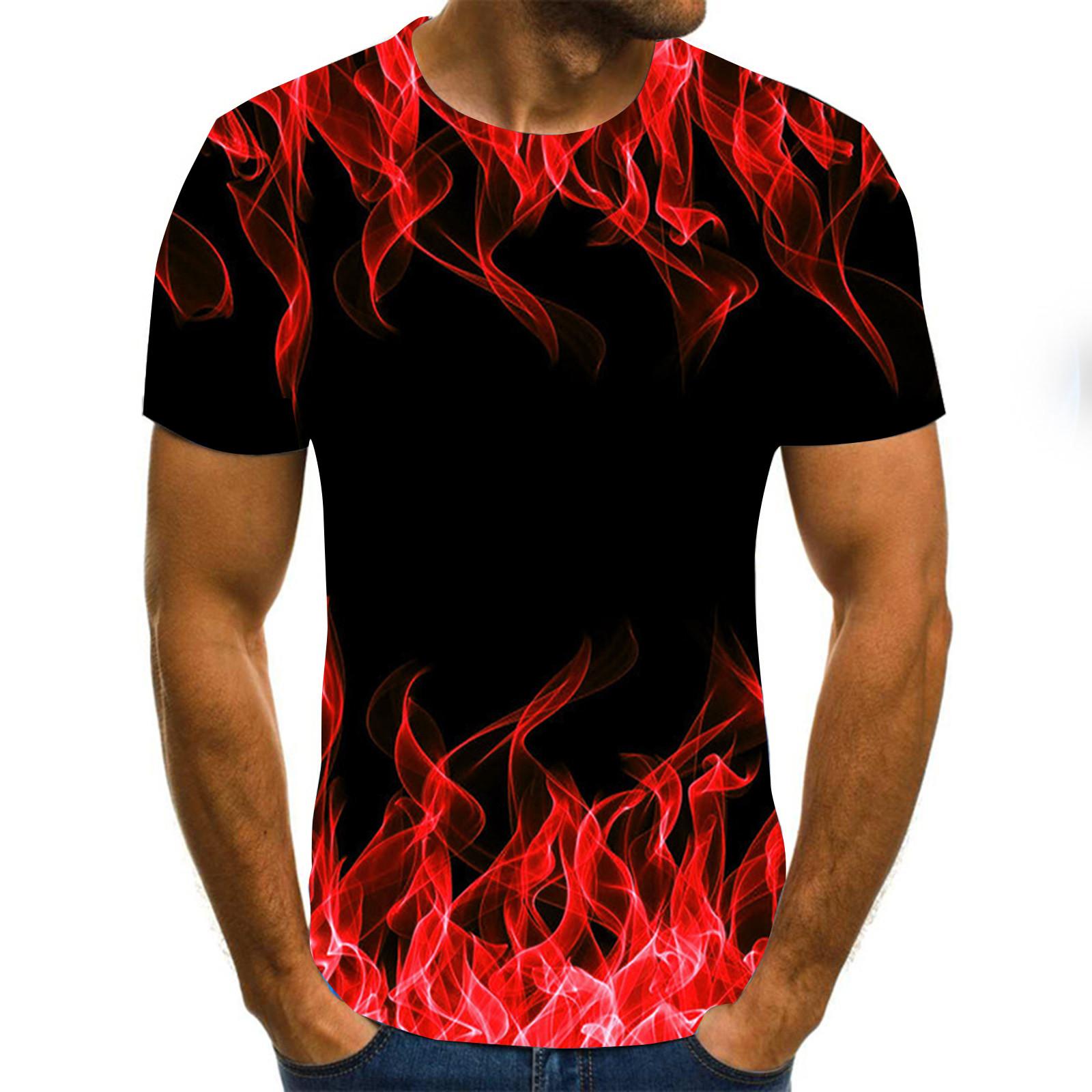 

Мужская футболка с коротким рукавом и принтом, летняя круглая шея, трендовая повседневная толстовка S красный