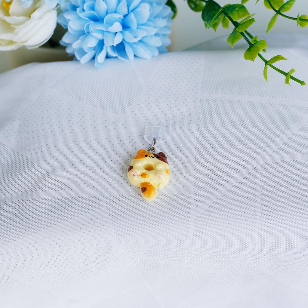 Κρεμαστό κόσμημα σκόνης κινητού τηλεφώνου χαριτωμένο ντόνατ αξεσουάρ γάτας διακόσμηση για θύρα Iphone τύπου c με κορδόνι για την αποφυγή απώλειας