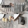 Abs Material Toothbrush Holder Wall Mount With No Drilling For Bathroom Storage