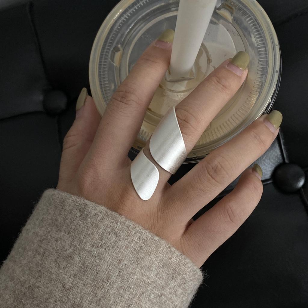 Hip Hop Silver Color Double-layered Cuff Finger Rings For Women Punk Fashion New Jewelry Gift Party Music Festival