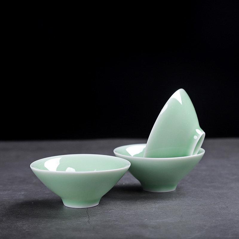 3pcs Customized Celadon Teacup Chinese Ceramic Tea Cup Set Household Small Tea Bowl Master Cup Traditional Tea Accessories