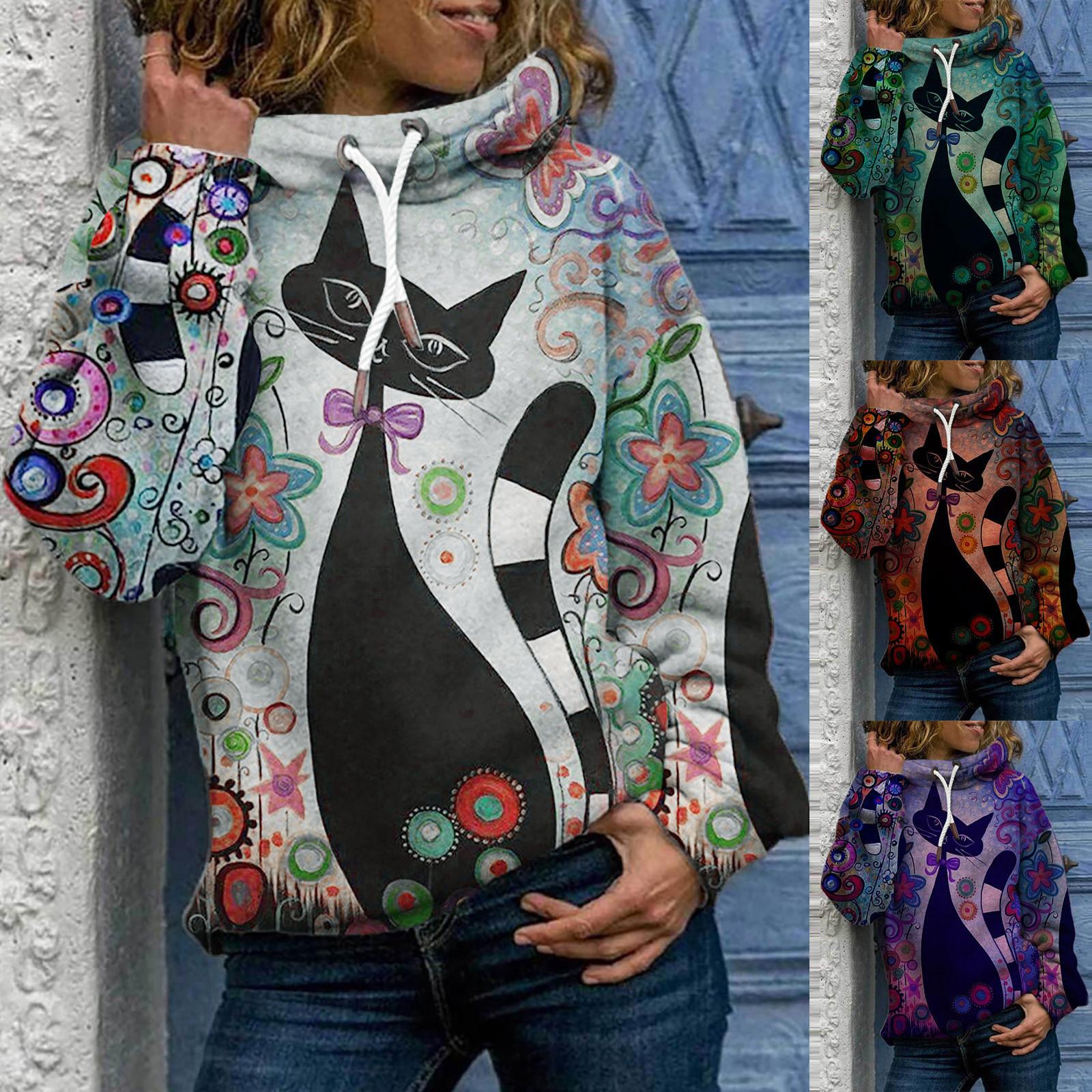 

Женский шарф с воротником и котом, пуловер с длинными рукавами, блузки, легкие топы, толстовка