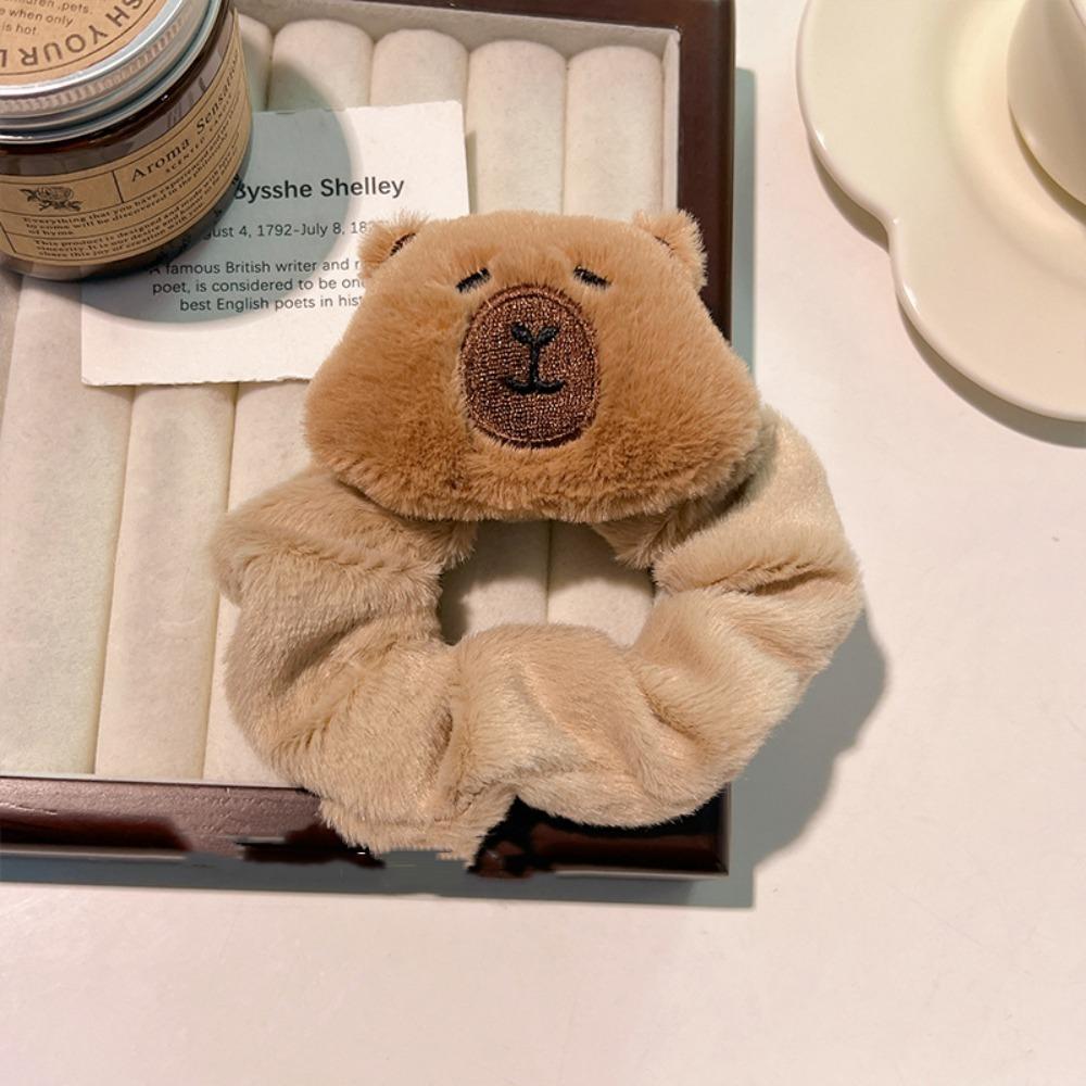 Elastic Capybara Hair Rope Plush Cartoon Animal Hair Clip Claw Clip Large Intestine Hair Rope Work