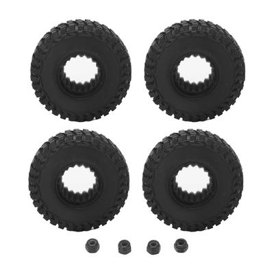 4 Pcs RC Tires Rubber Black Strong Cushioning Remote Control Car Tires with Anti Slip Nuts for Axial SCX24 1 24 RC Car