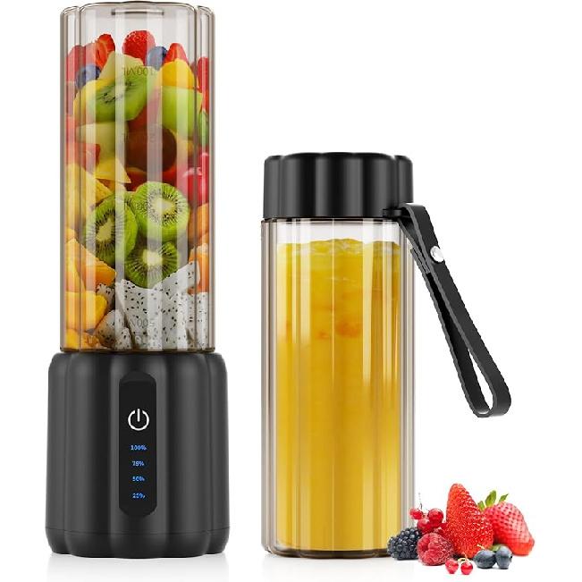 COKUNST Portable Blender - Small Smoothie & Shake Maker, 17 Oz (500ml) Personal Blender with 6 Blades, USB-C Rechargeable Mini Mixer with Extra Lid 17oz чёрный