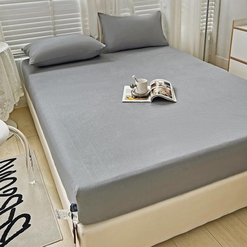 Einfarbiges Hotel Spannbettlaken Tagesdecke Einzelstück Matratzenbezug Bettwäsche Gebürstet Wasserdicht Betttasche