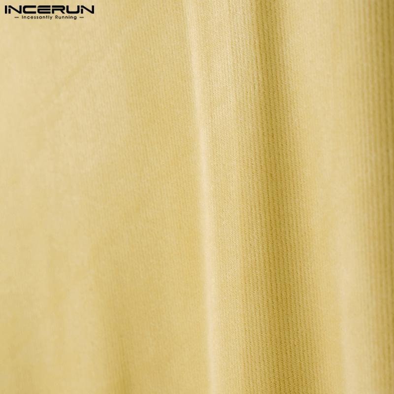 INCERUN Men Turtleneck Sleeveless Ribbed Splits Tops High Low  Long Tunic T-shirts