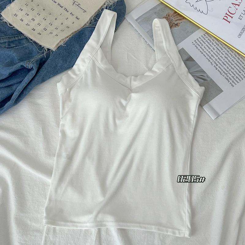 Summer New Style with Chest Cushion Integrated Cup Tank Top for Women Slim Fit and Slimming