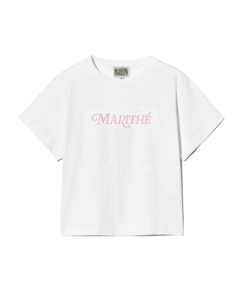 Malittepeulangsowajeobeo W Ribbon Graphic Crop Tee White