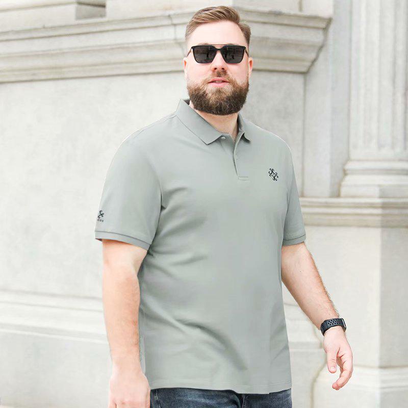 Men's Plus Size Summer Embroidered Short-Sleeve Business Casual Cotton T-Shirt