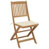 Exclusive House - Folding Outdoor Chairs and Cushions Set of 8 Acacia Wood