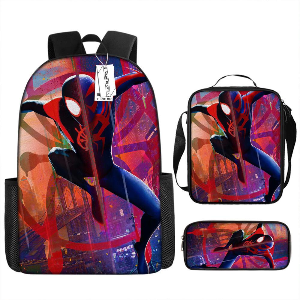 Spiderman School Backpack Set With Oxford Fabric Breathable Waterproof For Kids