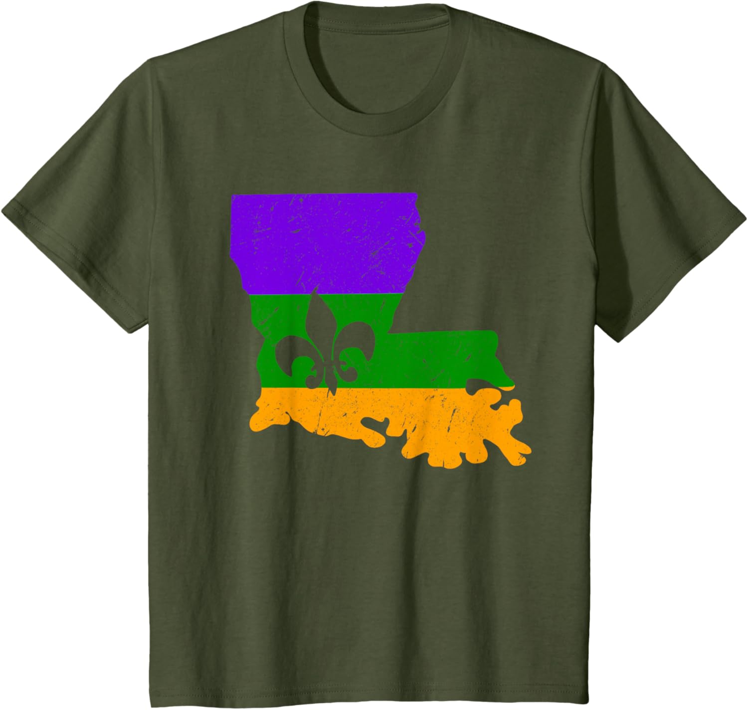 

Distressed Mardi Gras Fleur De Lis TShirt unisex fashionable springsummer style 2026 new arrival 4XL