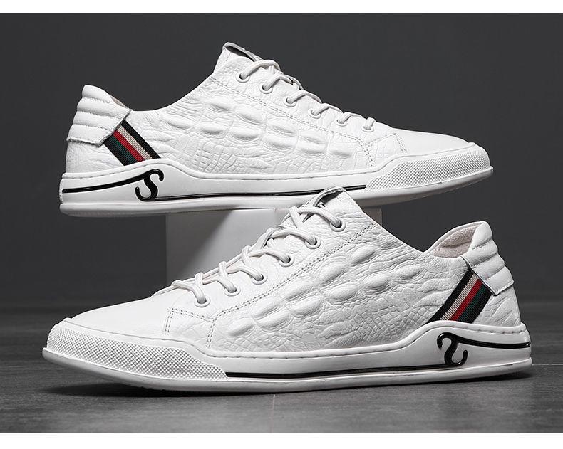 Cowhide Men's Sneakers 2025: New Soft Leather, Trendy Versatile White Shoes for Autumn/Winter Casual Wear