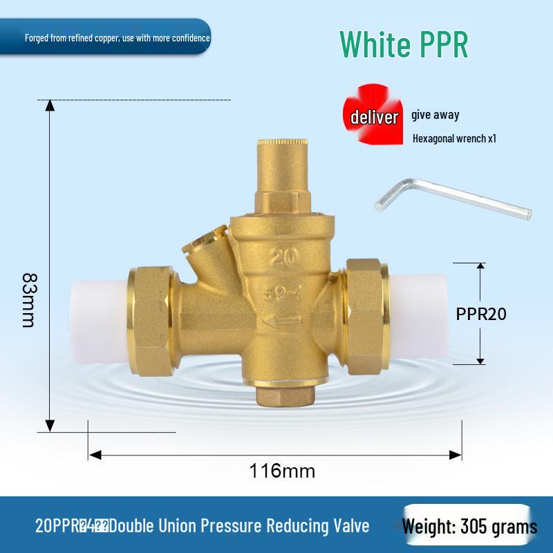 Water Pipe Pressure Reducing Valve for Home Heaters - PPR20/25/32, 4-Point PE Fitting