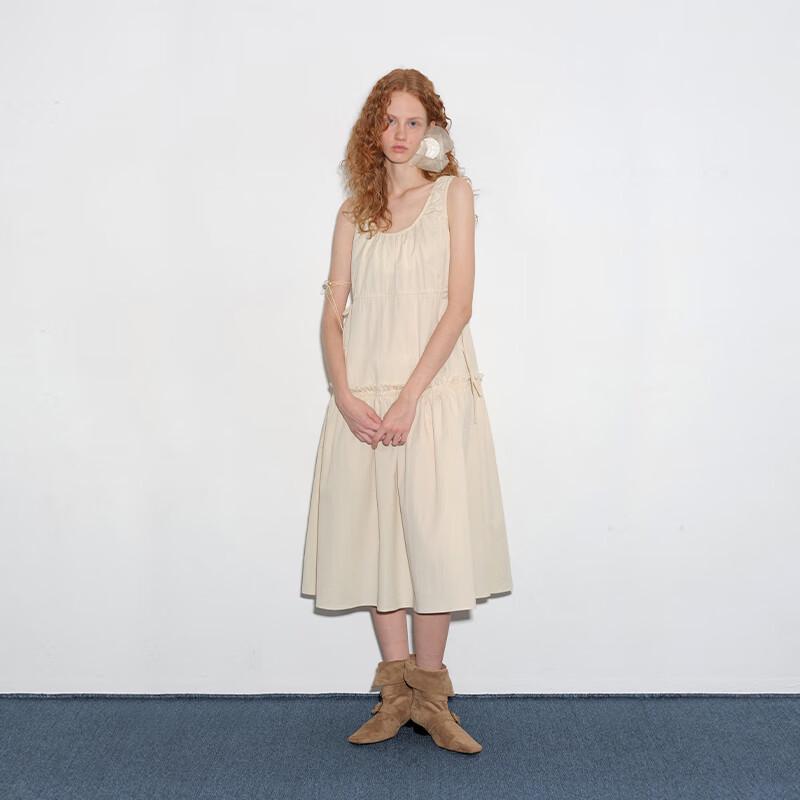 Women's Pleated U-Neck Sling Maxi Dress