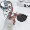 1/2pcs retro metal frame glasses cat eye style with light sensing lenses for men and women