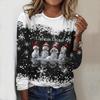 2025 Herbst & Winter Damen Neues Lässiges Rundhals Langarm Oberteil 3D Weihnachtsmuster Ideales Halloween Weihnachtsgeschenk