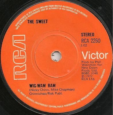 7-tums Skiva SWEET - Wig-Wam Bam RCA2260 RCA Victor 1972 Storbritannien Rock Begagnad