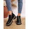 Women's Autumn/Winter New Chunky Sole Slip-Resistant Comfortable Low Heel Round Toe Side Zipper Closed Short Boots, Fashionable High-End Women's Shoes