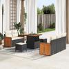 8-piece Garden Sofa Set with Black Cushions Poly Rattan Acacia, 3-piece Garden Dining Set 3365195