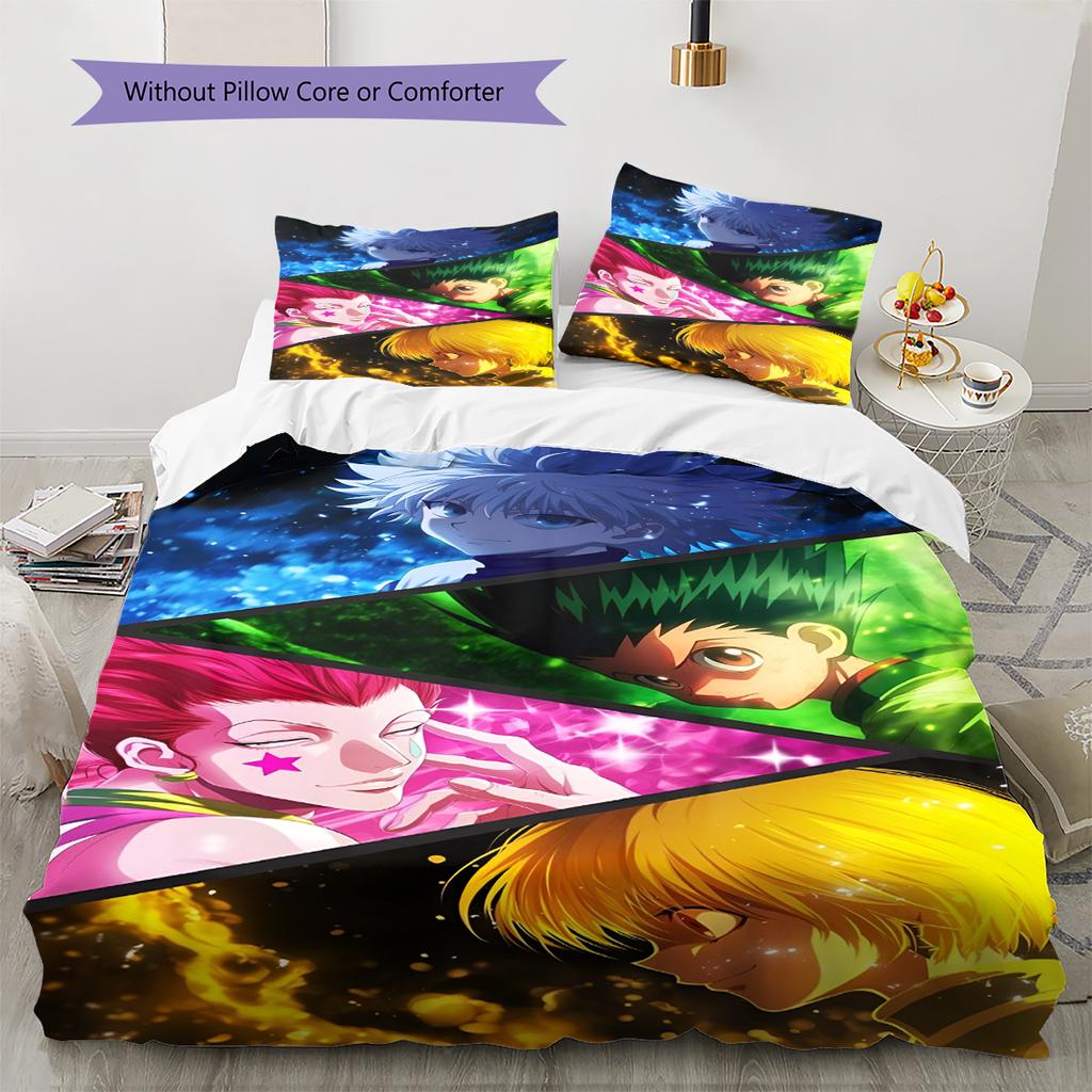 Set Copripiumino Trapuntato con Motivo Anime Federe Decorazione Casa Regalo di Compleanno (1 * copripiumino + 2 * federa, senza nucleo)
