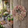 With Bow Spring Flower Wreath Lifelike Artificial Flower Wreath Front Gate Wreath  Front Door