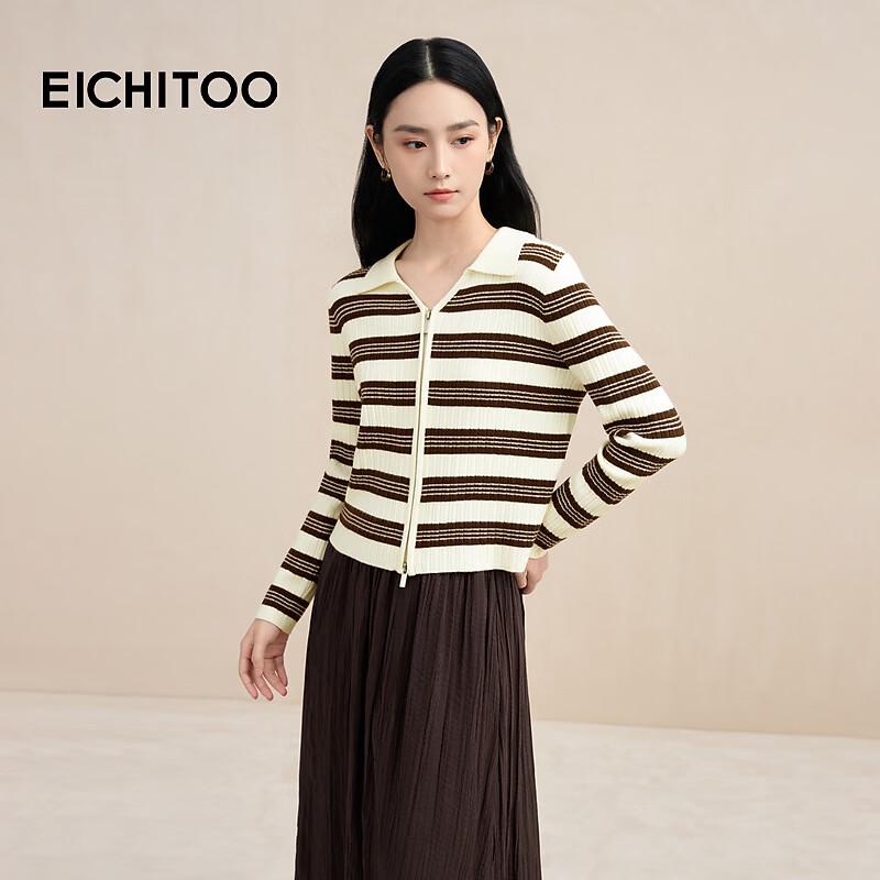 EICHITOO Women s Striped Slim-Fit Knitted Cardigan S