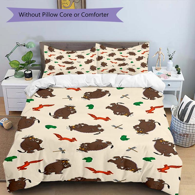 Set Biancheria da Letto Il Gruffalò 3 Pezzi Copripiumino Chiusura Include 1 Copripiumino & 2 Federe, Morbido e Confortevole per Tutte le Stagioni.