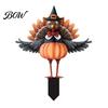 Retro Autumn Garden Accents Thanksgiving Turkey Stake, Wizard Hat with Pumpkin Lawn Ornament, Outdoor Yard Decorations Waterproof Acrylic Welcome Sign