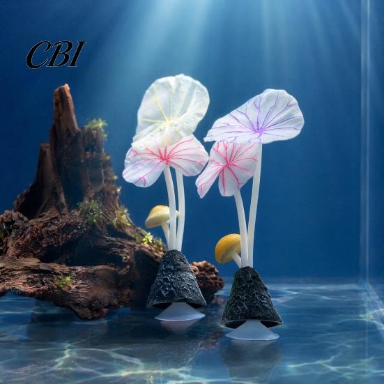 Lotus Leaf Fish Tank Accessory Aquarium Artificial Plant Ornament, Soft Silicone Leaves, Suction Cup Glow Decoration in The Dark Safe for Shrimp Decor