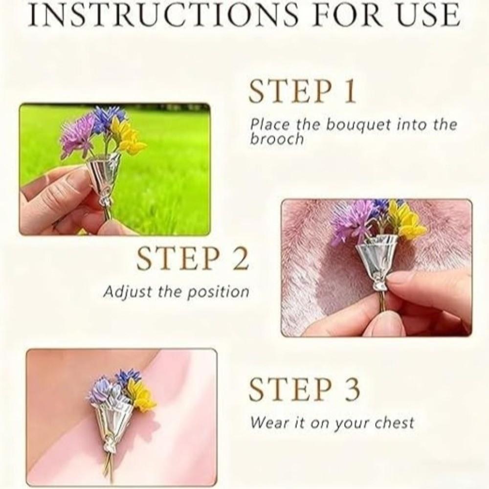 Wearable Artful Flower Vase Brooch DIY Minimalist Vase Brooch Gifts Wearable Flower Bouquet Clip