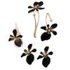 Set Metal Drip Oil Flower Ring + Bracelet + Earrings Personality