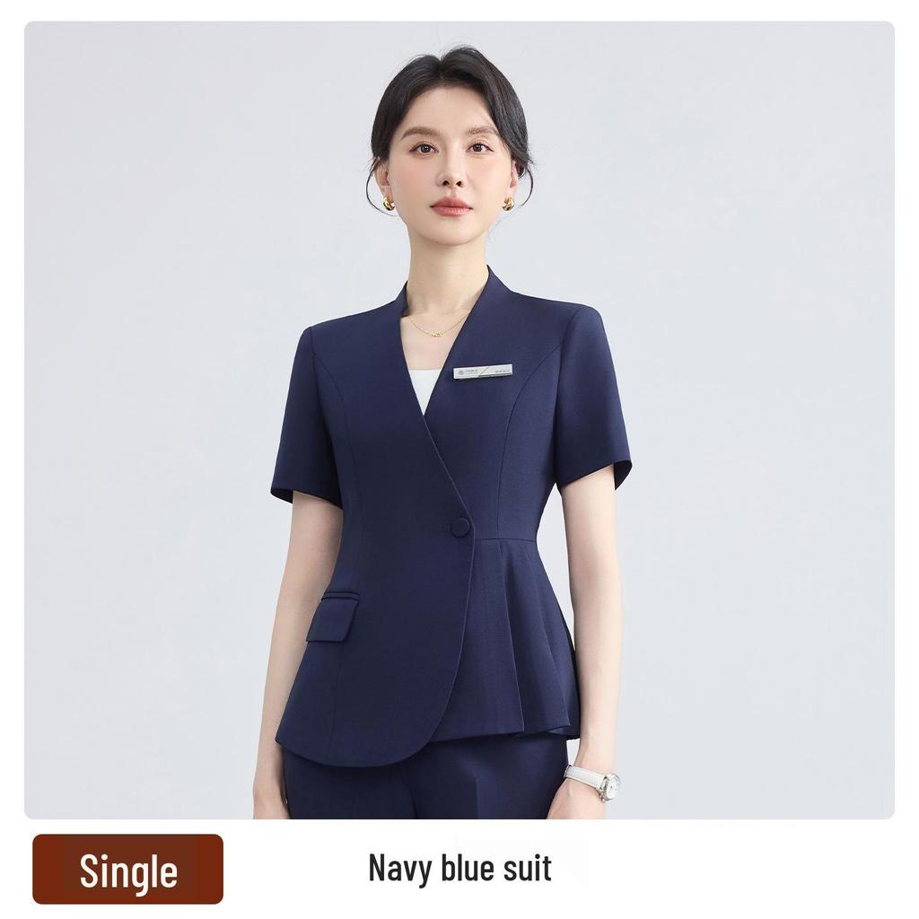 2026 Women's Summer Professional Suit: Short Sleeve Formal Fashion for Hotel Reception and Jewelry Store Workwear