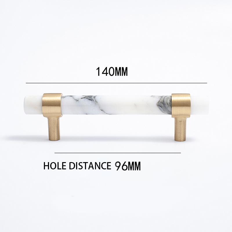 Nordic Style Marble + Brass T Bar Cabinet Handle Kitchen Cupboard Door Pulls Furniture Drawer Handle Dresser Knob Hardware
