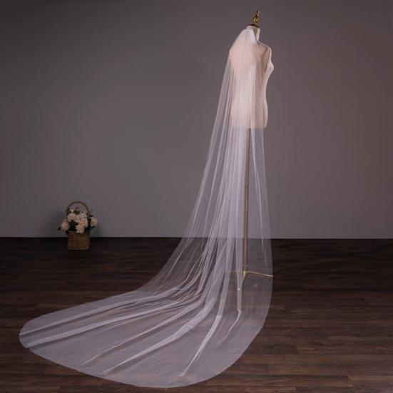 Bridal Veil Mesh Design Extra Long Wedding Veil Stunning Hairstyle Veil Scalp-friendly Soft Drooping Bridal Veil