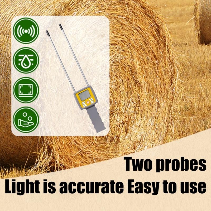 Handheld Agricultural Moisture Tester Features LCD Screen Digital Moisture Analyzers Easy To Use for Hays Straw Pasture