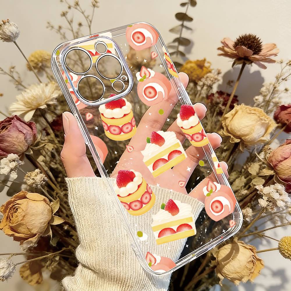 

Cute cake Phone Case Transparent Silicone Soft For iPhone 17 16 15 14 13 12 11 Mini Pro Max Plus iPhone16e
