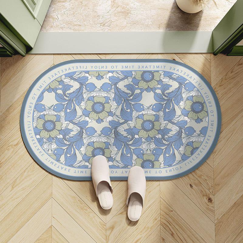 Leichter Luxus Europäische Blume Badezimmer Saugfähige Bodenmatte Weiche Kieselgur Toilette WC Bodenmatte Badtürmatte