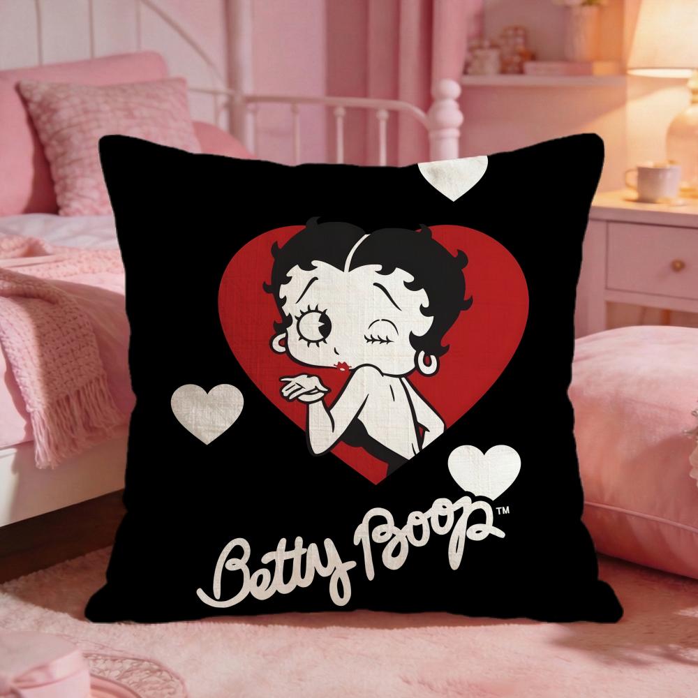 Betty BBoops Cute Cartoon Cushion Cover Premium Comfort Reversible Pillow Cove Two In One Design For Any Room Car Interior