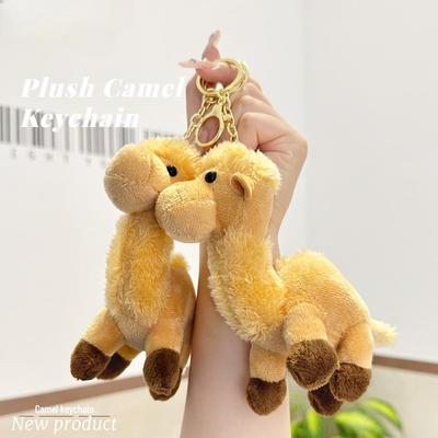 Chaveiro de pelúcia de camelo, boneca feminina fofa, pingente de boneca, mochila requintada, chaveiro de carro