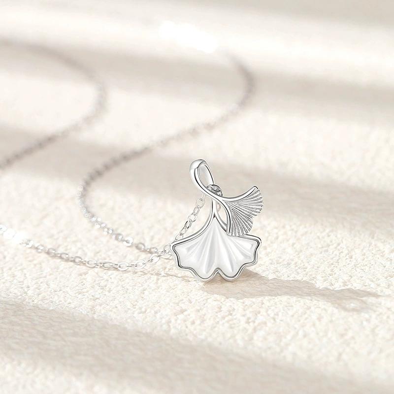 FY-N001392B 925 Silver 'Three Women's Forest Style Leaf Collarbone Chain Niche Light Luxury High-end Feel