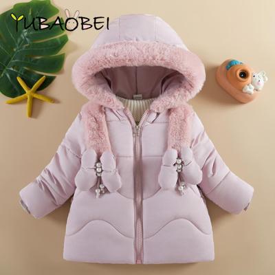 Parkas d'hiver pour bébés et filles, manteaux en duvet, veste épaisse en coton rembourré à la mode, vêtements d'extérieur à capuche pour bébé