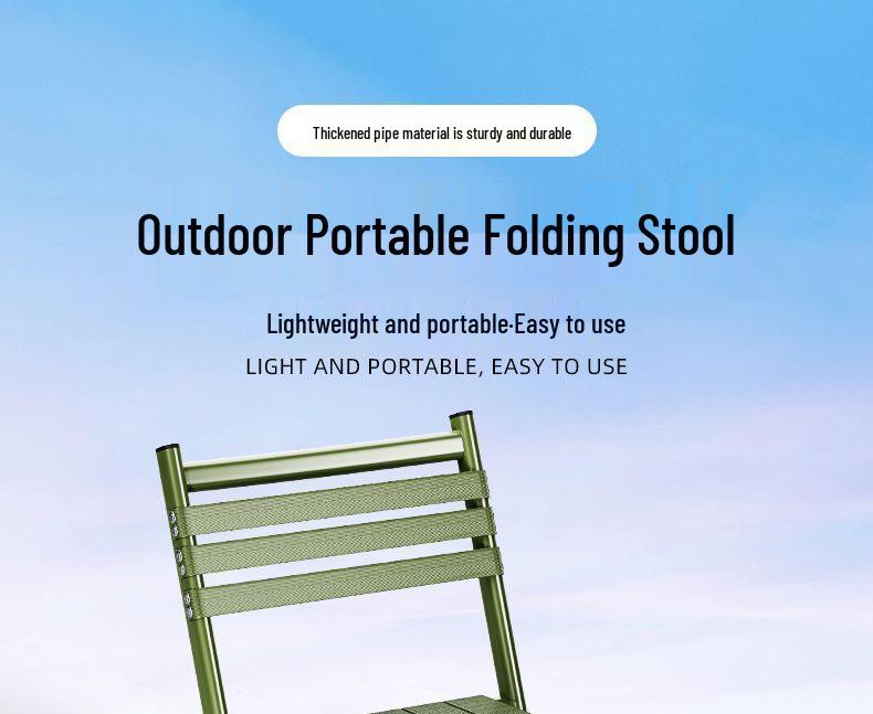 Portable Thickened Folding Stool with Backrest for Camping and Barbecue