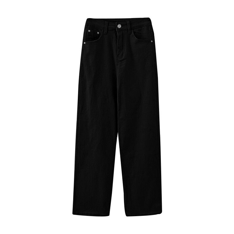 

American High Street Vibe Plus Size Ladies Washed Mop Denim Black [Regular Style] S