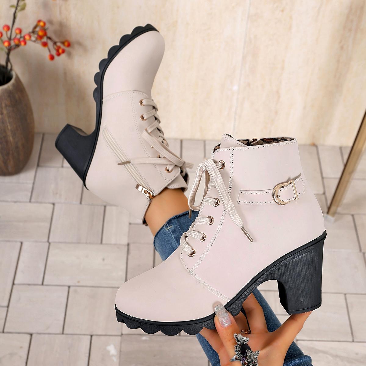 

Fashion 2025 New Women Outdoor Boots Fashion Trend Lace-Up Ankle Boots Comfortable Daily Round Toe Flat Shoes Women Zapatos De Mujer 36