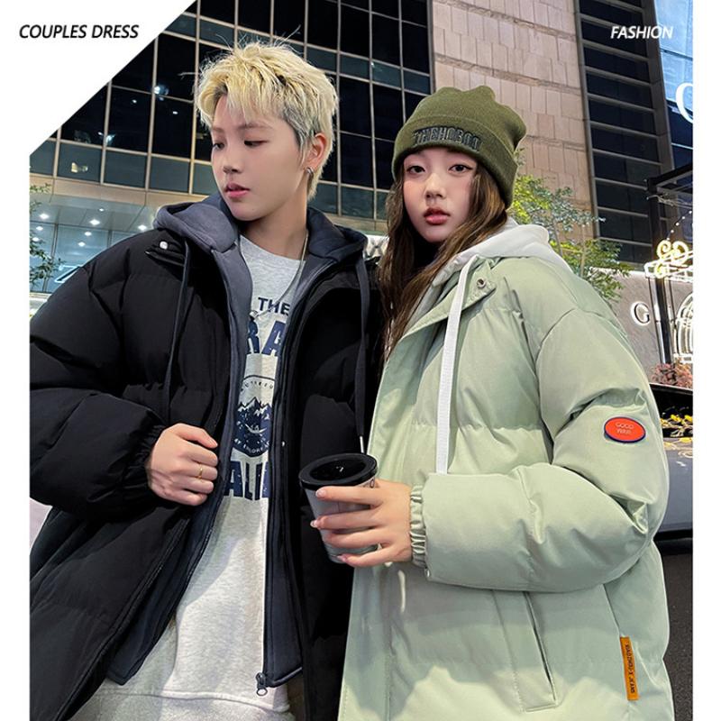 Winter Cotton Coat Popular Men's Thick Cotton Coat Women's Hooded Couple's Coat Simple Color Matching Warm