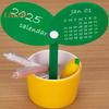 Pen Holder Desk Calendar 2025 Potted Plant Monthly Calendar with Pen Holder Base Tabletop Decoration for Home Office Organizer
